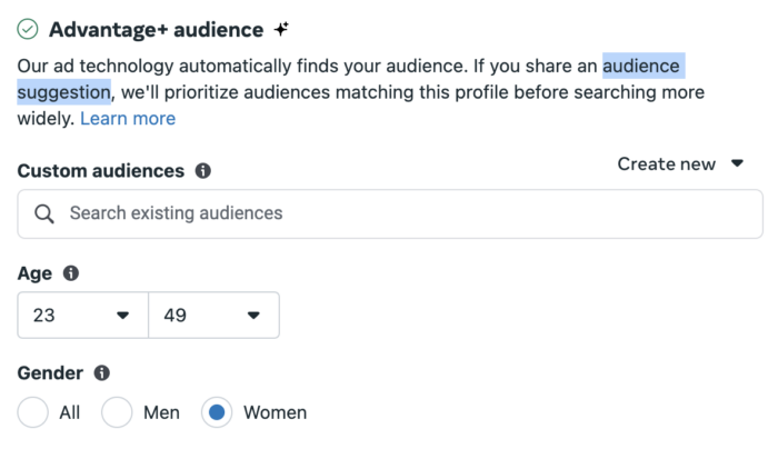 Advantage+ Audience Age and Gender